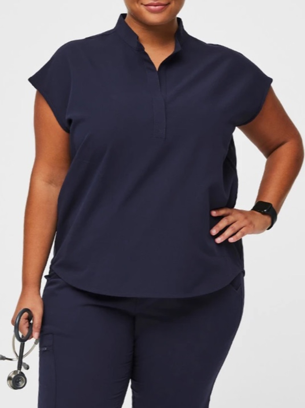 FIGS Women's Navy Rafaela Oversized Scrub Top
